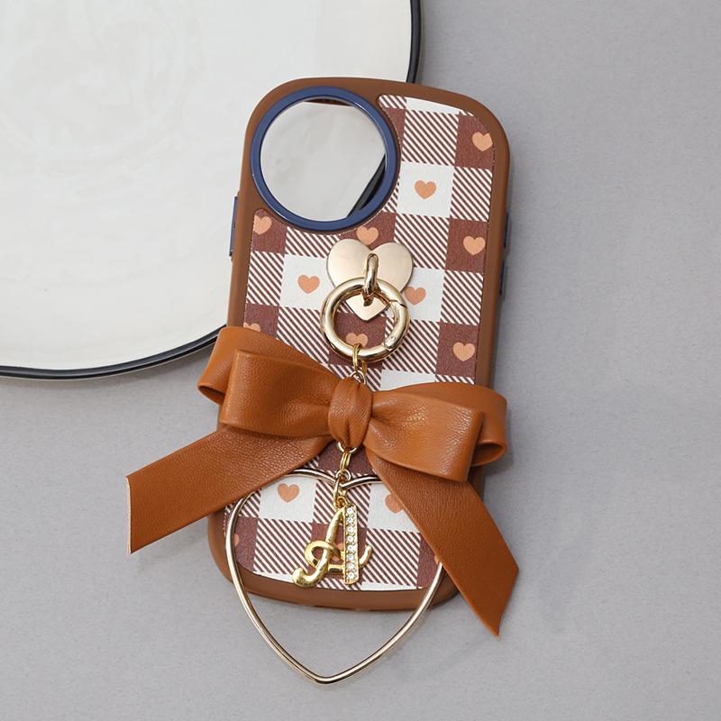 box heart check leather hoop ribbon