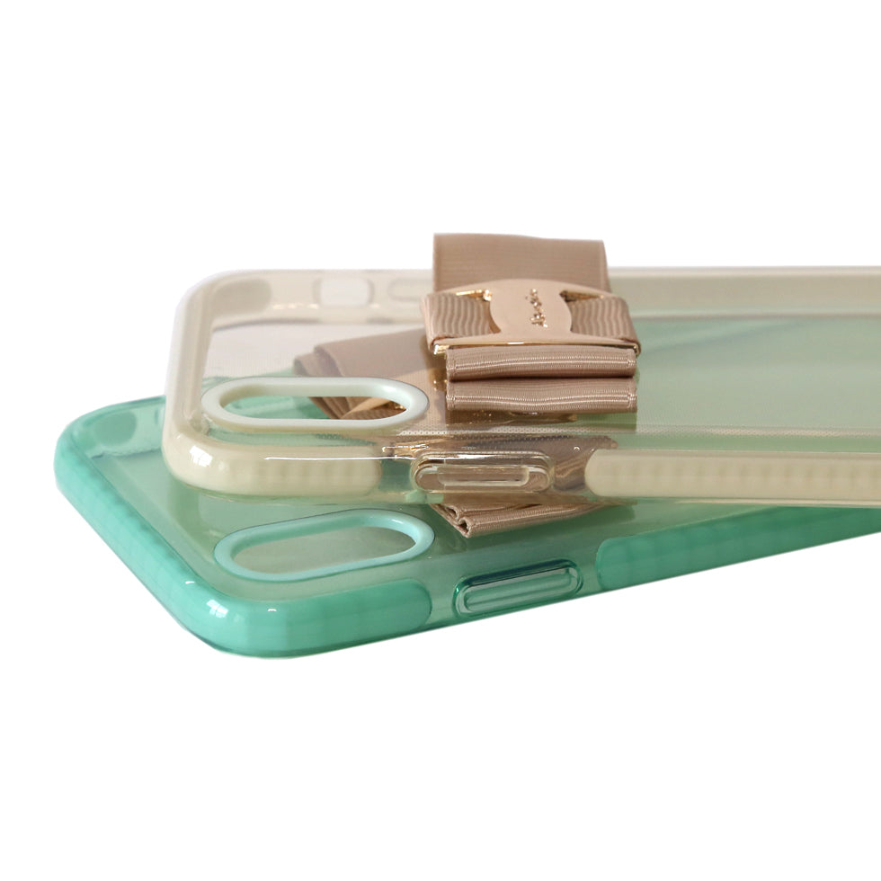 cream mint clear buckle ribbon