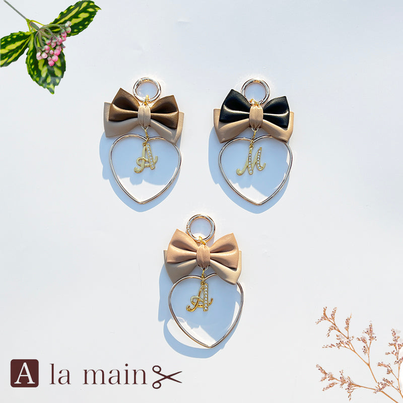 double leather ribbon Initial charm