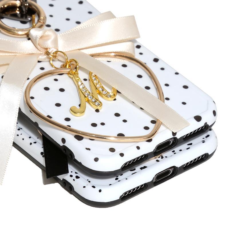 mini dot dalmatian double leather ribbon