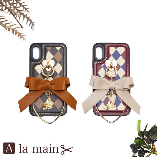argyle stitch  leather hoop ribbon
