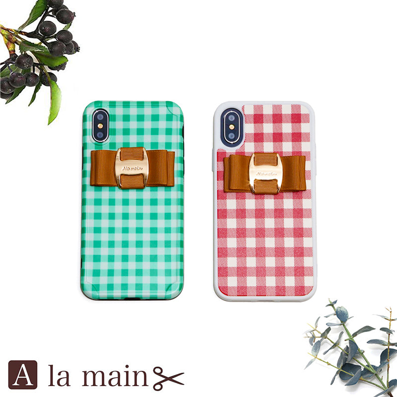 gingham check buckle ribbon