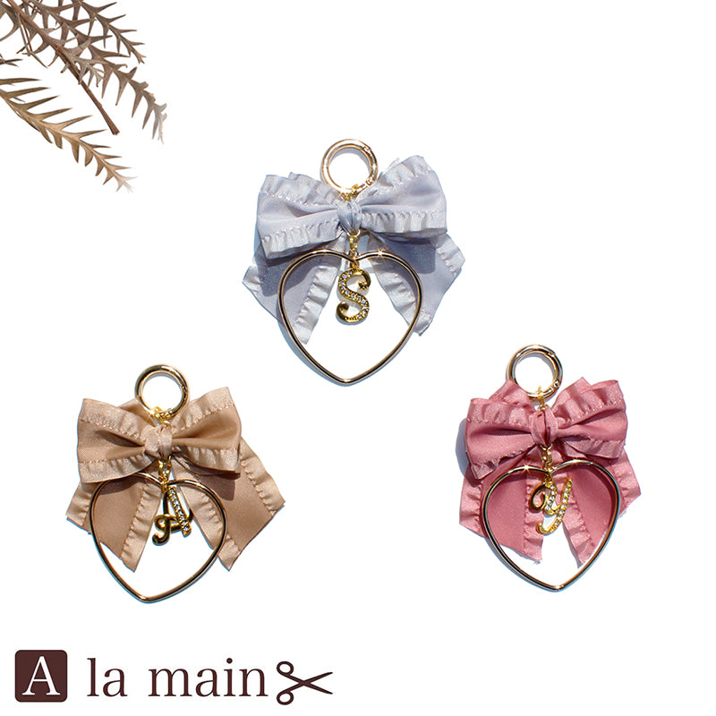 ruffle ribbon Initial charm