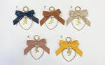 leather hoop ribbon Initial charm